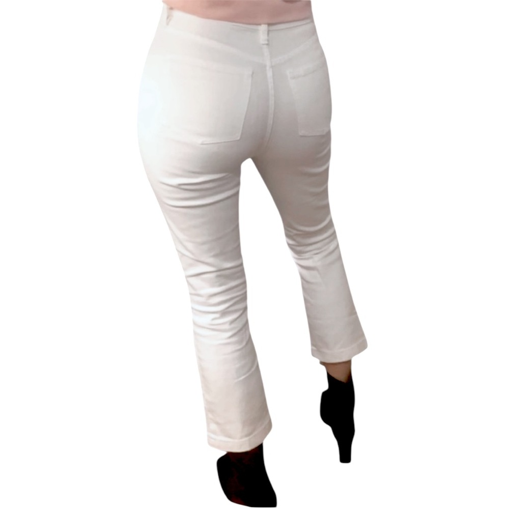 J. Crew White Billie Demi Boot Crop Jeans Kick-flare Denim Pants Size 27 EUC